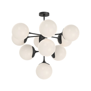 Buy matte-black-opal-matte-glass-and-white-shade Nouveau Chandelier by Alora