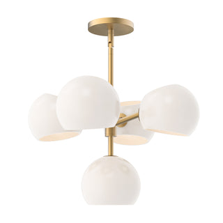 Buy brushed-gold-opal-matte-glass-and-white-shade Willow Chandelier by Alora