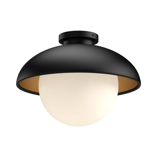 Buy matte-black-opal-matte-glass-and-white-shade Rubio Flush Mount Ceiling Light by Alora