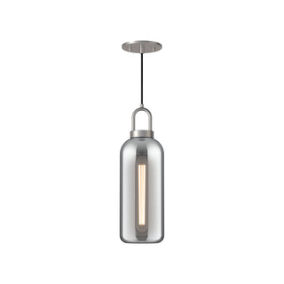 Buy brushed-nickel-smoked-solid-glass-and-smoke-shade Soji Pendant by Alora