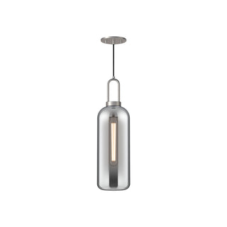 Buy brushed-nickel-smoked-solid-glass Soji Pendant by Alora