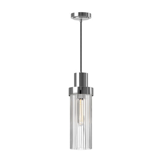Buy chrome-clear-ribbed-glass-and-clear-textured-shade Kent Pendant by Alora