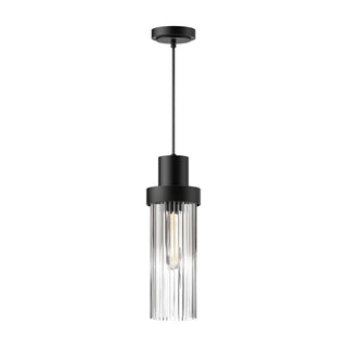 Buy clear-ribbed-glass-matte-black-and-clear-textured-shade Kent Pendant by Alora