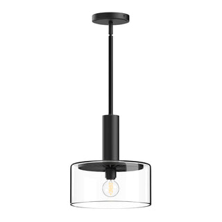 Buy clear-glass-matte-black-and-clear-shade Royale Pendant by Alora