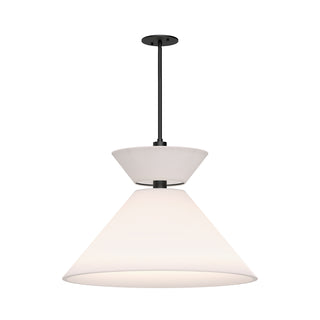 Buy matte-black-white-linen Chapelle Pendant by Alora