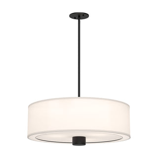 Buy matte-black-white-linen-and-white-shade Theo Pendant by Alora