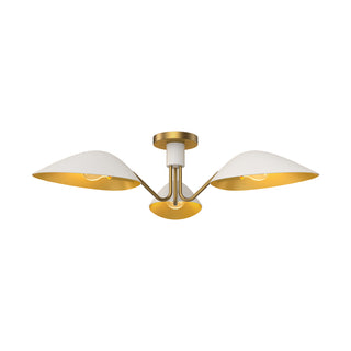 Buy aged-gold-white-and-white-shade Oscar Semi-Flush Mount Ceiling Light by Alora