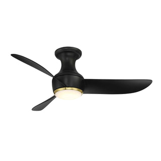 Buy soft-brass-matte-black-finish-with-matte-black-blades Corona Outdoor (Wet) Flush Mount Ceiling Fan with Light by Modern Forms Fans