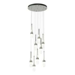 Buy sterling-with-clear-glass-with-white-threading-yj-glass-and-clear-shade Link Pendant by Hubbardton Forge