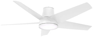 Buy flat-white-finish-with-flat-white-blades 5-Blades Chubby II Outdoor (Wet) Hugger Ceiling Fan with Light by Minka Aire
