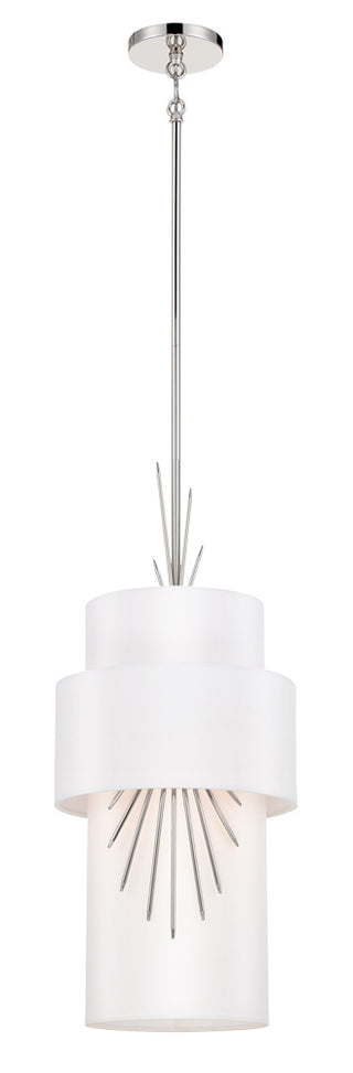 Buy polished-nickel-with-white-silk-glass-and-white-shade Gramercy by Robin Baron Outdoor (Damp) Pendant by George Kovacs