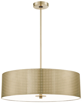 Buy soft-brass-with-frosted-glass-glass-and-brass-gold-shade Grid Outdoor (Damp) Pendant by George Kovacs