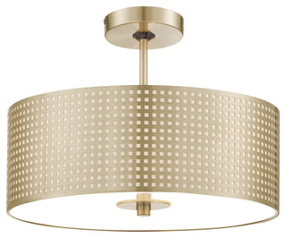 Buy soft-brass-with-soft-rass-glass Grid Outdoor (Damp) Semi-Flush Mount Ceiling Light by George Kovacs