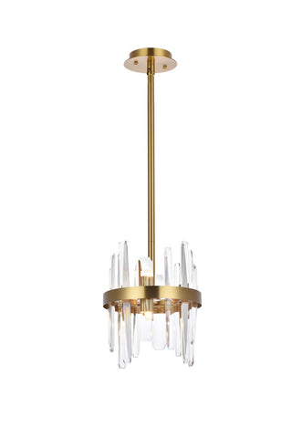 Buy satin-gold-and-clear-shade Serena Pendant by Elegant Lighting