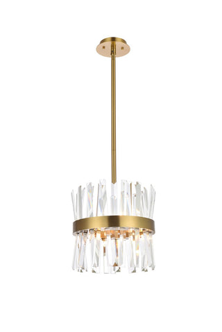 Buy satin-gold-and-clear-shade Serephina Pendant by Elegant Lighting