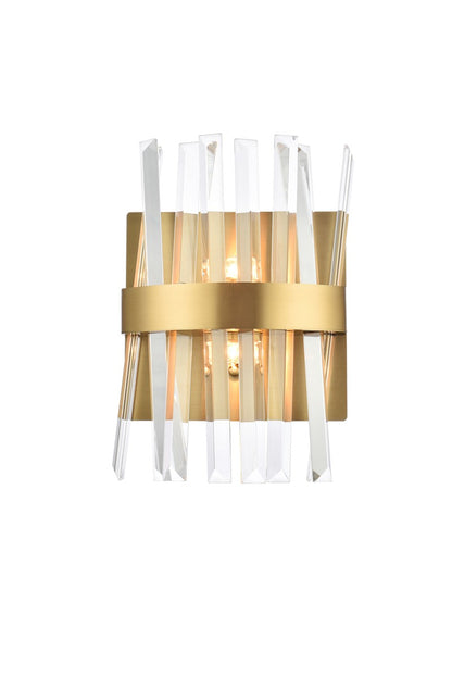 Serephina Vanity by Elegant Lighting – Lights: 2 Light (8.00"L x 4.00"W x 12.00"H) – Finish: Satin Gold and Clear Shade – Elegant Lighting-6200W8SG