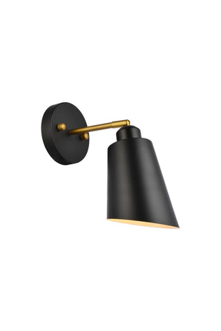 Buy black-with-black-and-brass-glass-and-metal-shade Halycon Outdoor (Damp) Sconce by Elegant Lighting