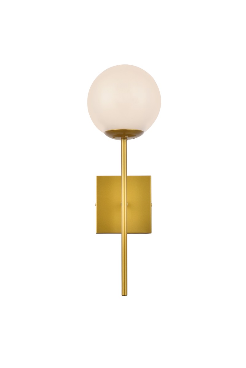 Neri Sconce by Elegant Lighting – Lights: 1 Light (5.90"L x 6.70"W x 17.80"H) – Finish: Brass with White Glass and White Shade – Elegant Lighting-LD2360BR