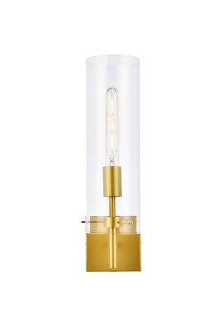 Buy brass-with-clear-glass-and-clear-shade Savant Outdoor (Damp) Sconce by Elegant Lighting