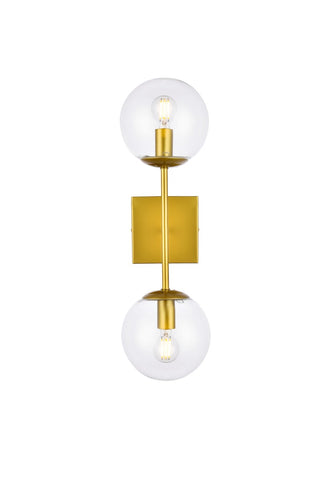Buy brass-with-clear-glass-and-clear-shade Neri Outdoor (Damp) Sconce by Elegant Lighting