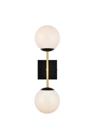 Buy black-with-white-glass-and-white-shade Neri Outdoor (Damp) Sconce by Elegant Lighting