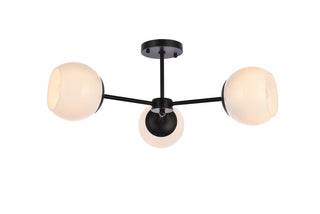 Buy black-with-white-glass-and-white-shade Briggs Flush Mount Light by Elegant Lighting
