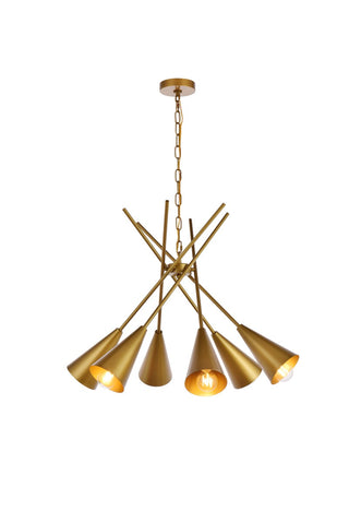 Buy brass-and-metal-shade Casen Pendant by Elegant Lighting