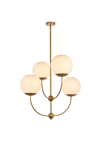 Buy brass-with-white-glass-and-white-shade Lennon Pendant by Elegant Lighting