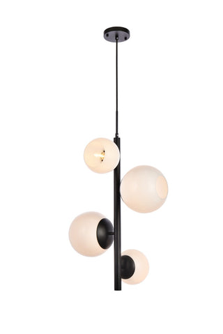 Buy black-with-white-glass-and-white-shade Wells Pendant by Elegant Lighting