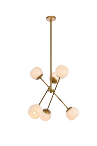 Buy brass-with-white-glass-and-white-shade Axl Pendant by Elegant Lighting