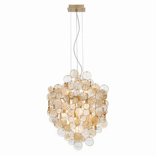 Buy gold-with-cluster-amber-glass-glass-and-multicolor-shade Trento Chandelier by Eurofase
