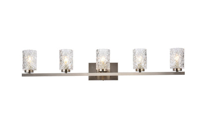 Cassie Vanity by Elegant Lighting – Lights: 5 Light (41.50"L x 5.50"W x 7.70"H) – Finish: Satin Nickel with Clear Glass and Clear Shade – Elegant Lighting-LD7029W41SN
