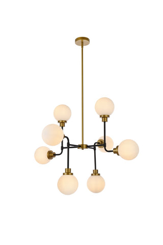 Buy black-and-brass-with-opal-white-glass-and-white-shade Hanson Outdoor (Damp) Pendant by Elegant Lighting