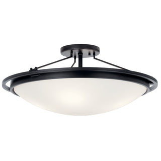 Buy black-with-clear-satin-etched-with-painted-white-inside-glass-and-frosted-shade Flush Mount Ceiling Light by Kichler