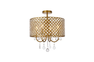 Buy brass-with-brass-and-clear-glass Elise Flush Mount Ceiling Light by Elegant Lighting