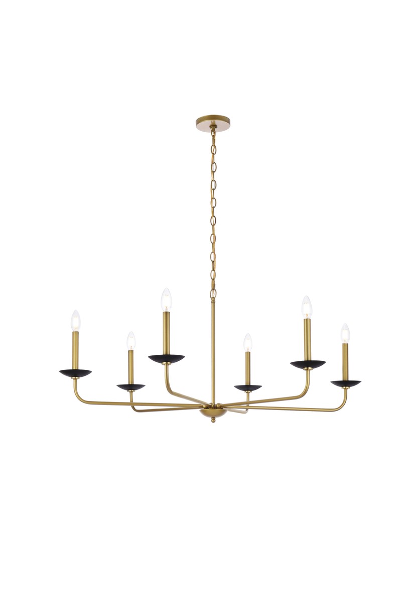 Cohen Pendant by Elegant Lighting – Lights: 6 Light (42.00"L x 42.00"W x 18.50"H) – Finish: Black And Brass – Elegant Lighting-LD812D42BRK