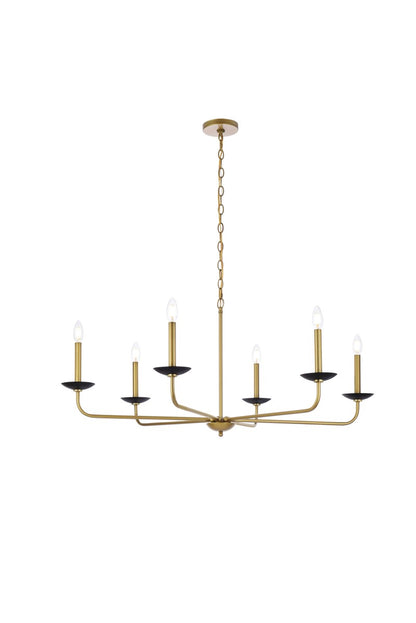 Cohen Pendant by Elegant Lighting – Lights: 6 Light (42.00"L x 42.00"W x 18.50"H) – Finish: Black And Brass – Elegant Lighting-LD812D42BRK