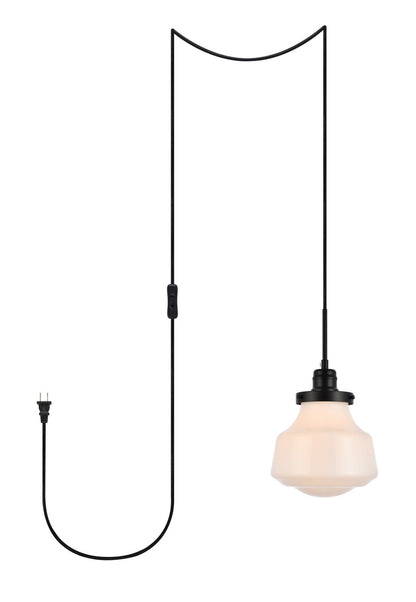 Lye Pendant by Elegant Lighting – Lights: 1 Light (8.00"L x 8.00"W x 10.00"H) – Finish: Black with Frosted White Glass and Frosted Shade – Elegant Lighting-LDPG6255BK