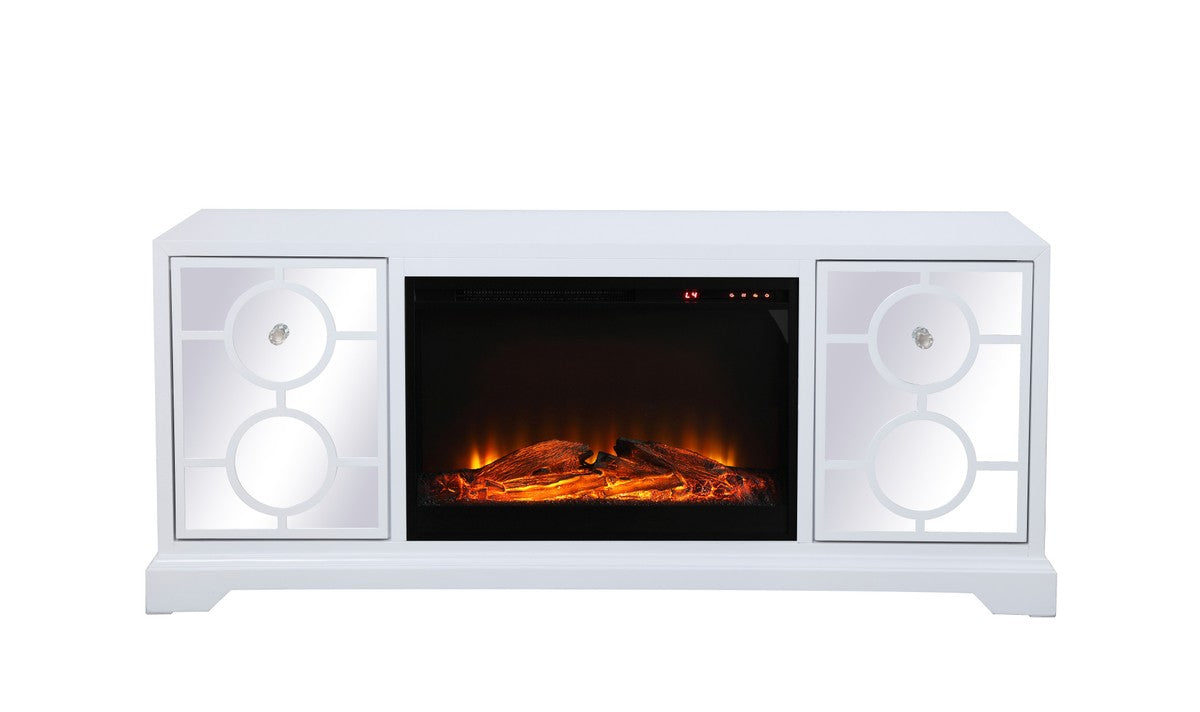 Modern TV Stand with Fireplace by Elegant Lighting – Size: 60.00"L x 18.00"W x 25.00"H – Finish: White – Elegant Lighting-MF801WH-F1