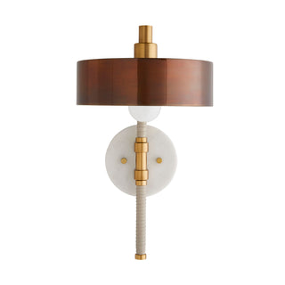 Buy heritage-brass-and-amber-brown-shade Aaron Outdoor (Damp) Wall Sconce by Arteriors