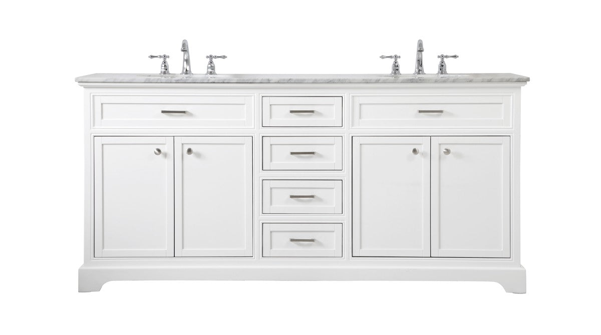 Americana Vanity by Elegant Lighting – Lights: One Light (72.00"L x 21.50"W x 35.00"H) – Finish: White – Elegant Lighting-VF15072DWH