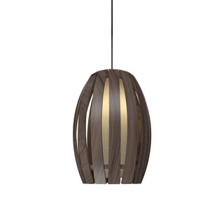 Buy american-walnut-and-woven-natural-shade Barrel Outdoor (Damp) Pendant by Accord Lighting