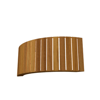 Buy teak-and-beige-tan-shade Slatted Outdoor (Damp) Wall Lamp by Accord Lighting