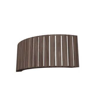 Buy american-walnut-and-amber-brown-shade Slatted Outdoor (Damp) Wall Lamp by Accord Lighting