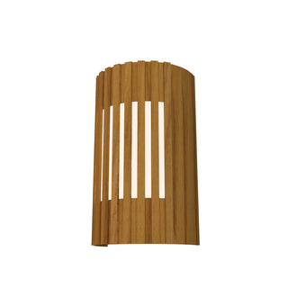 Buy teak-and-amber-brown-shade Slatted Outdoor (Damp) Wall Lamp by Accord Lighting