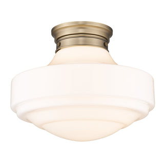Buy modern-brass-with-vintage-milk-glass-glass-and-white-shade Ingalls Semi Flush Mount Light by Golden
