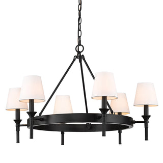 Buy matte-black-with-modern-white-glass-and-white-shade Edinburgh Chandelier by Golden