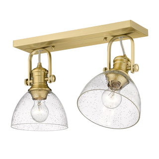 Buy brushed-champagne-brass-with-seeded-glass-glass-and-clear-seedy-shade Hines Semi-Flush Mount Ceiling Light by Golden