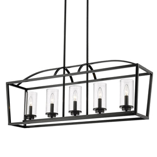 Buy matte-black-with-clear-glass-glass-and-clear-shade Mercer Pendant by Golden