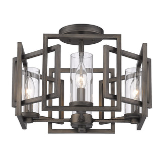 Buy gunmetal-bronze-with-clear-glass-glass-and-clear-shade Marco Flush Mount Ceiling Light by Golden